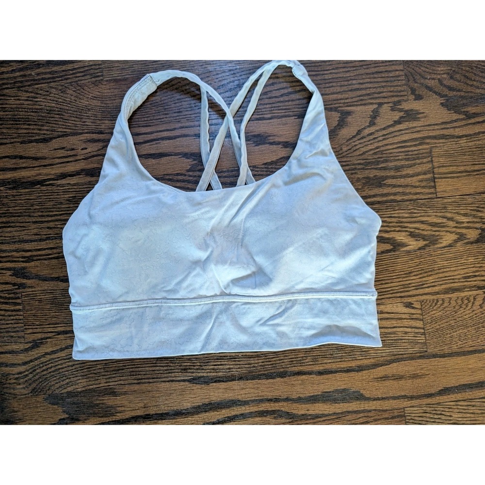 Lululemon Size 8 Energy Longline Medium Padded Support Sports Bra Speckled Blue